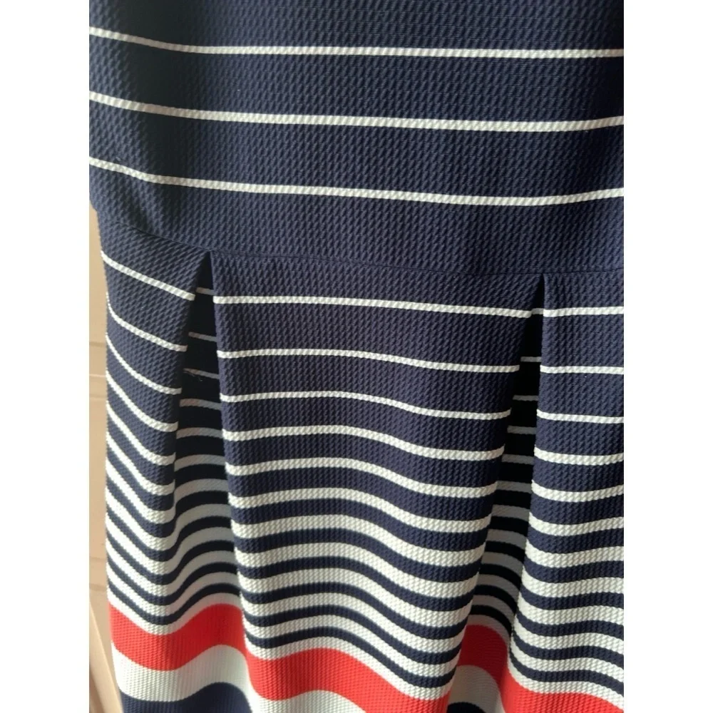41 Hawthorn Women's Black White Coral Stripe Fit n Flare Sara Dress M EUC #832